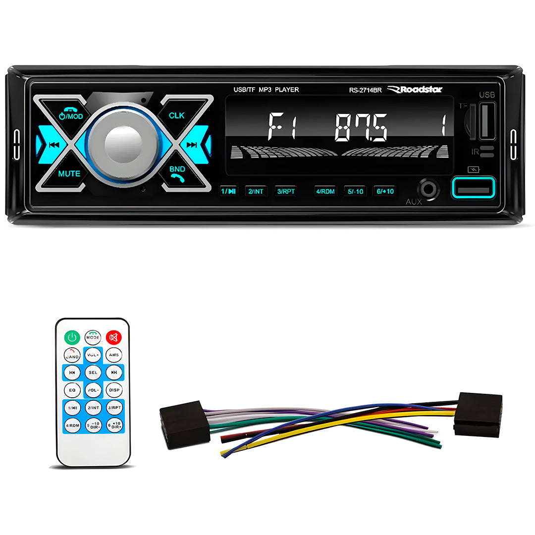 Rádio Automotivo Bluetooth Roadstar RS2714BR FM USB SD 55W
