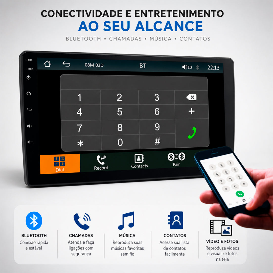 Multimidia Mp5 7” Roadstar RS7200BR Pro line Carplay 50W