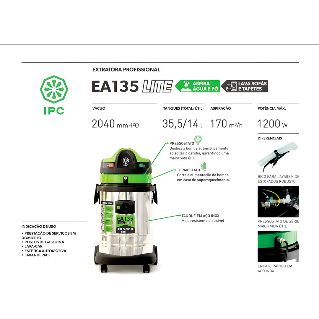 Extratora Aspirador Lavadora Profissional IPC EA135 35L