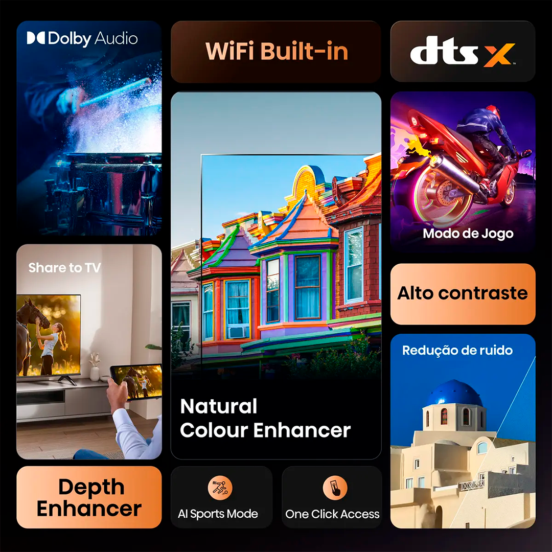 Smart Tv Hisense 40” DLED Full HD 40A4NV HDR10 DTS Virtual X