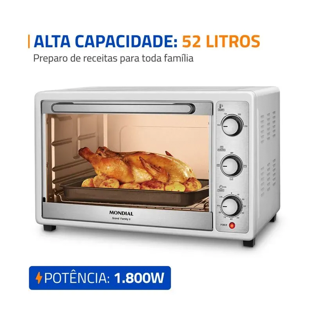 Forno Elétrico Mondial Grand Family II 52L FRN-52-W 1800W