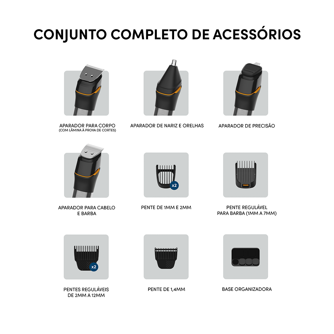 Aparador de Pelos Wap Multigroom WMG011 Recarregável Bivolt