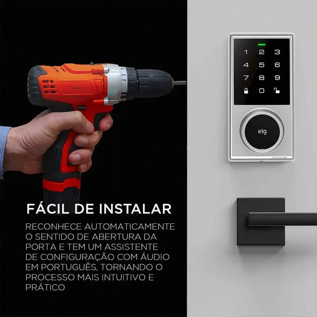 Fechadura Digital de Embutir ELG SCFD100CZ com Senha e Chave