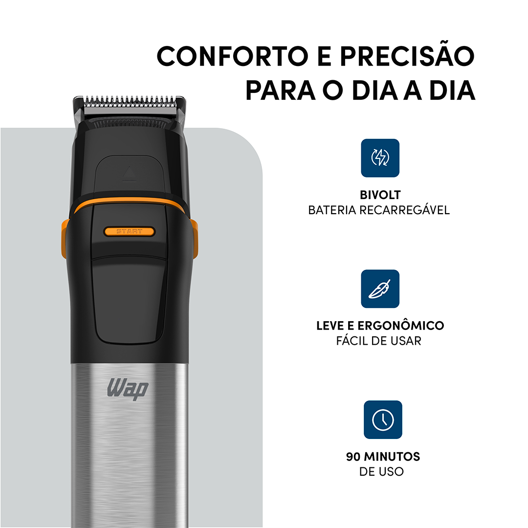 Aparador de Pelos Wap Multigroom WMG011 Recarregável Bivolt