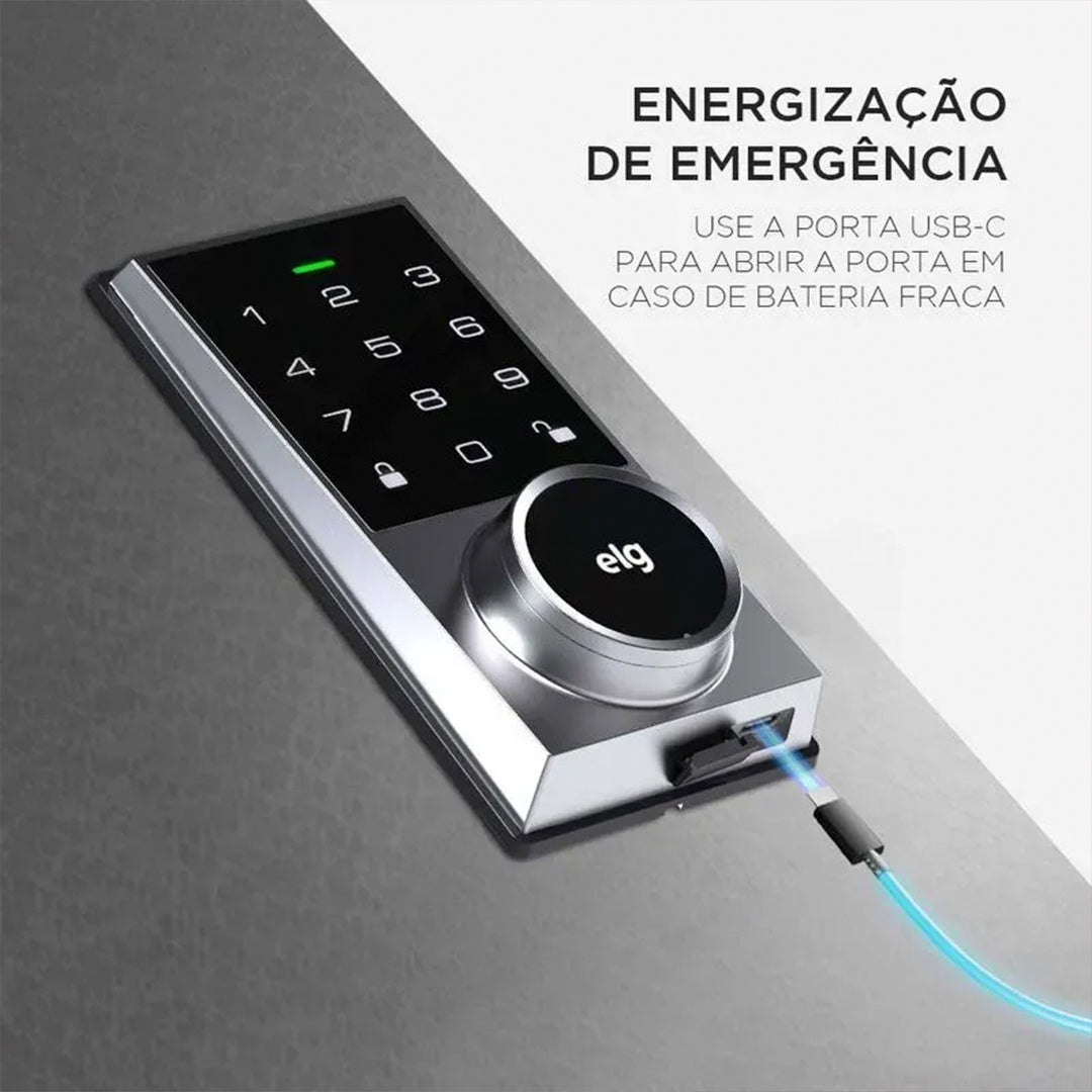 Fechadura Digital de Embutir ELG SCFD100CZ com Senha e Chave