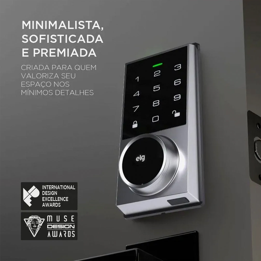 Fechadura Digital de Embutir ELG SCFD100CZ com Senha e Chave