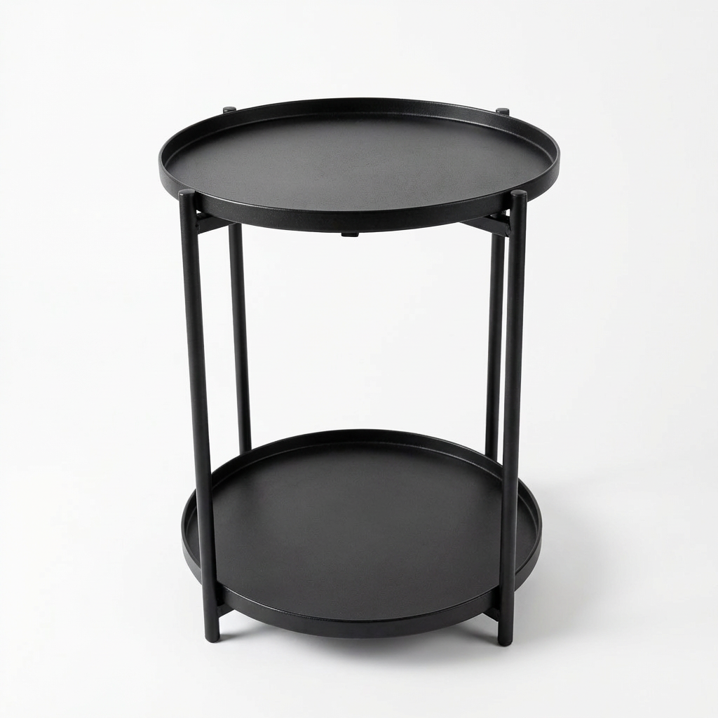 Mesa Lateral Multi-funcional Redonda 2 Andares Bandeja