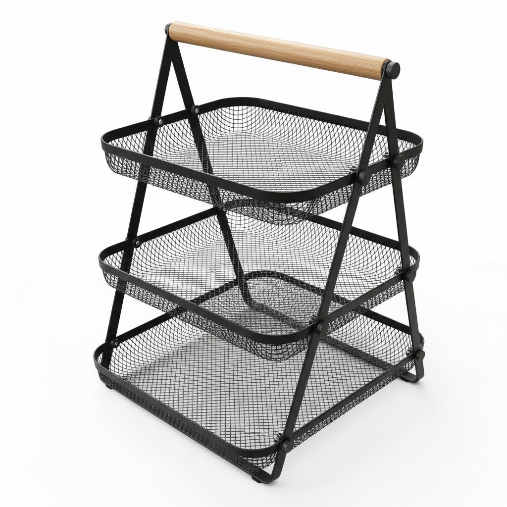 Fruteira De Mesa Organizadora Metalica Cozinha Três Andares