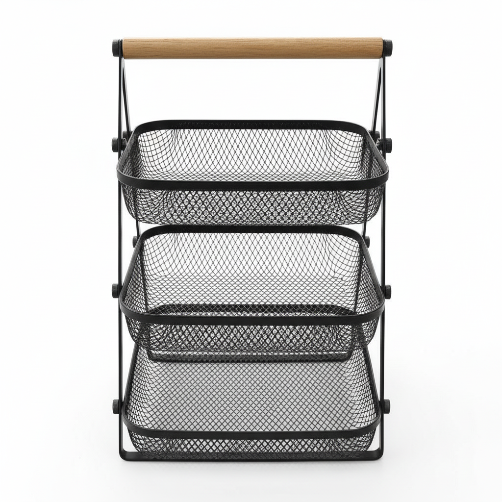 Fruteira De Mesa Organizadora Metalica Cozinha Três Andares