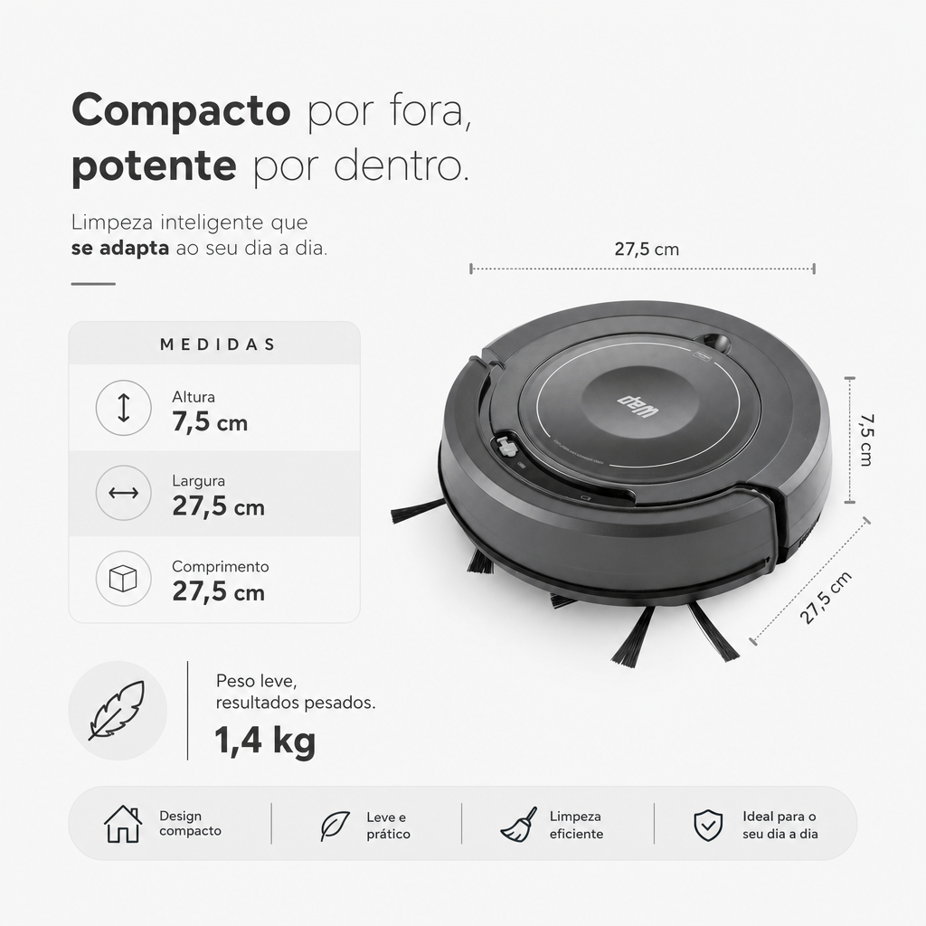 Aspirador de Pó Robot WAP W100c Automatico 3 em 1 30W