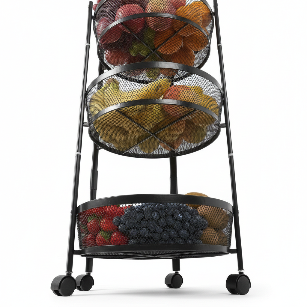 Carrinho Organizador 3 Andares Giratório Dobrável Multi-uso