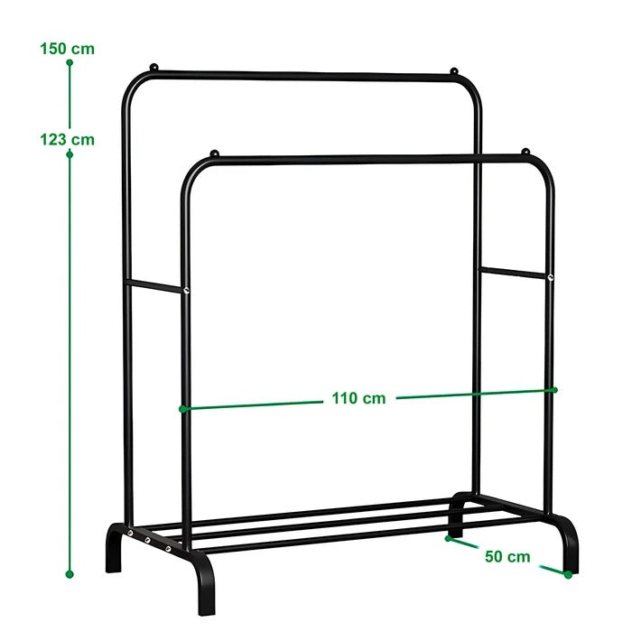 Cabideiro Duplo Decoteam DDR-012 com Sapateira em Metal