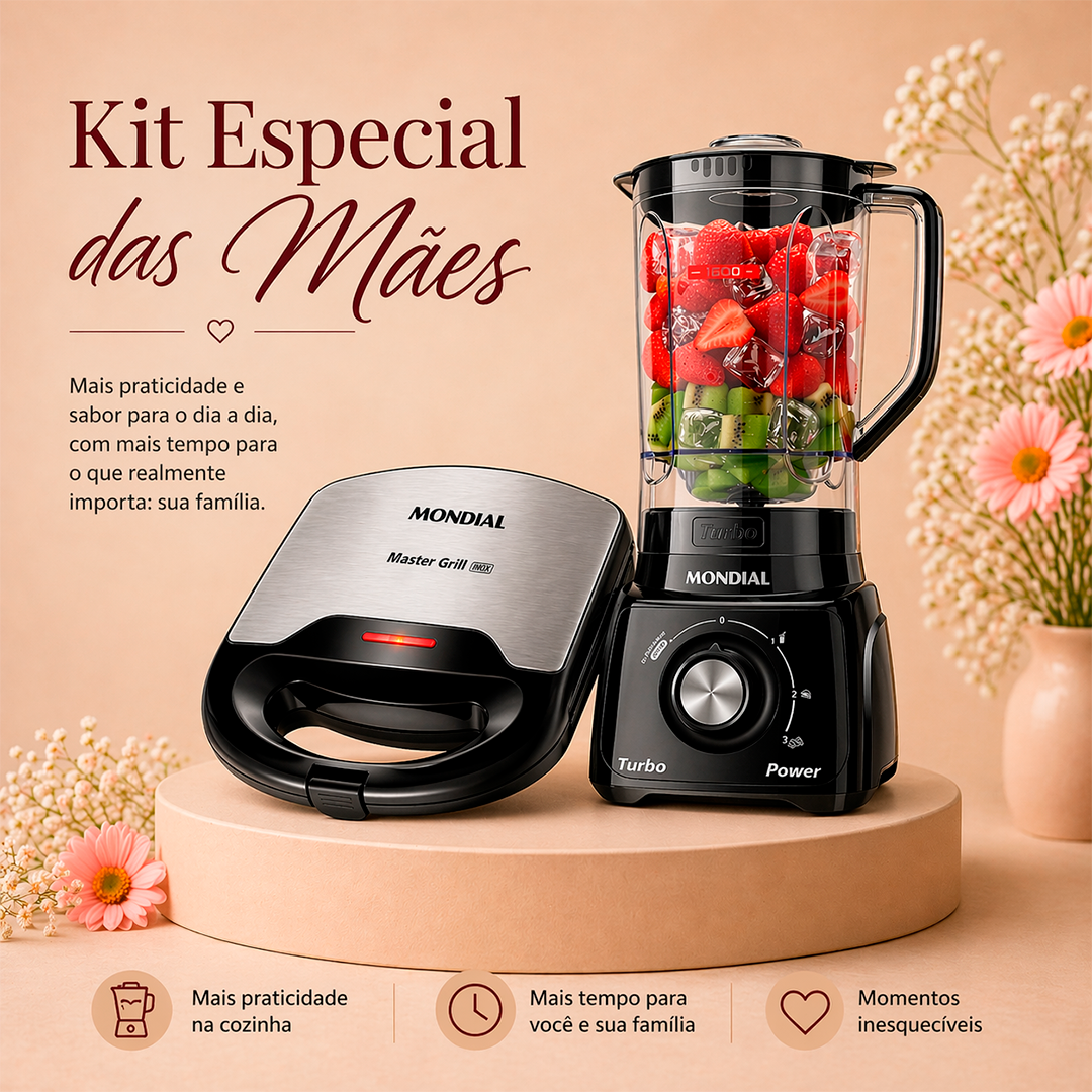 Kit Mondial Liquidificador 2,2l e Sanduicheira Grill 750W