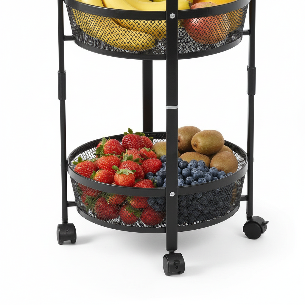 Carrinho Organizador 3 Andares Giratório Dobrável Multi-uso