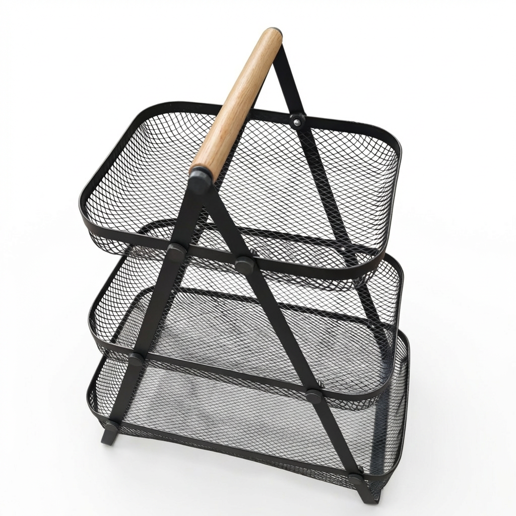 Fruteira De Mesa Organizadora Metalica Cozinha Três Andares