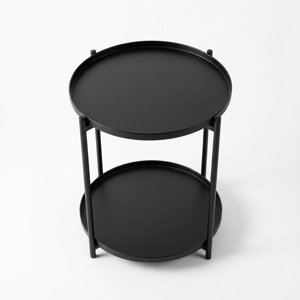 Mesa Lateral Multi-funcional Redonda 2 Andares Bandeja