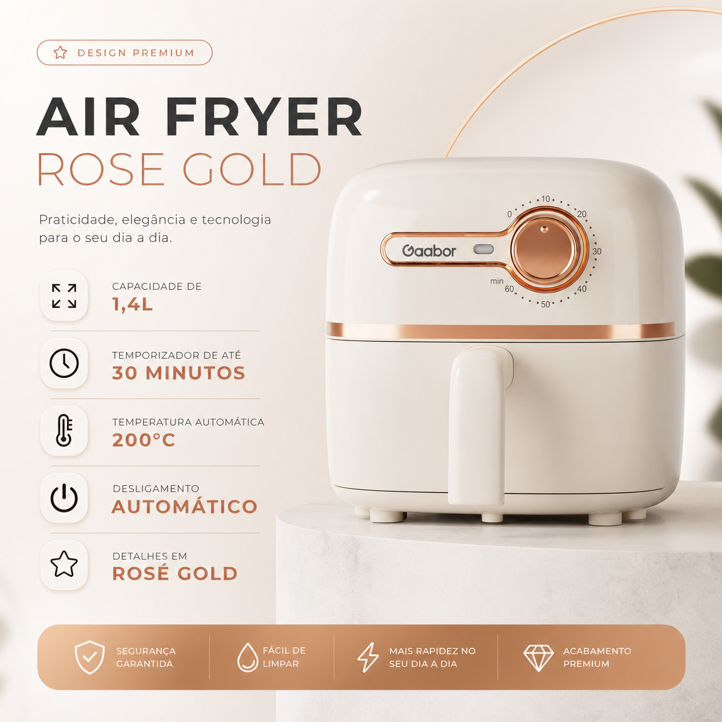 Fritadeira Elétrica Air Fryer Gaabor F20M-YE01A-1 1,4L 900W