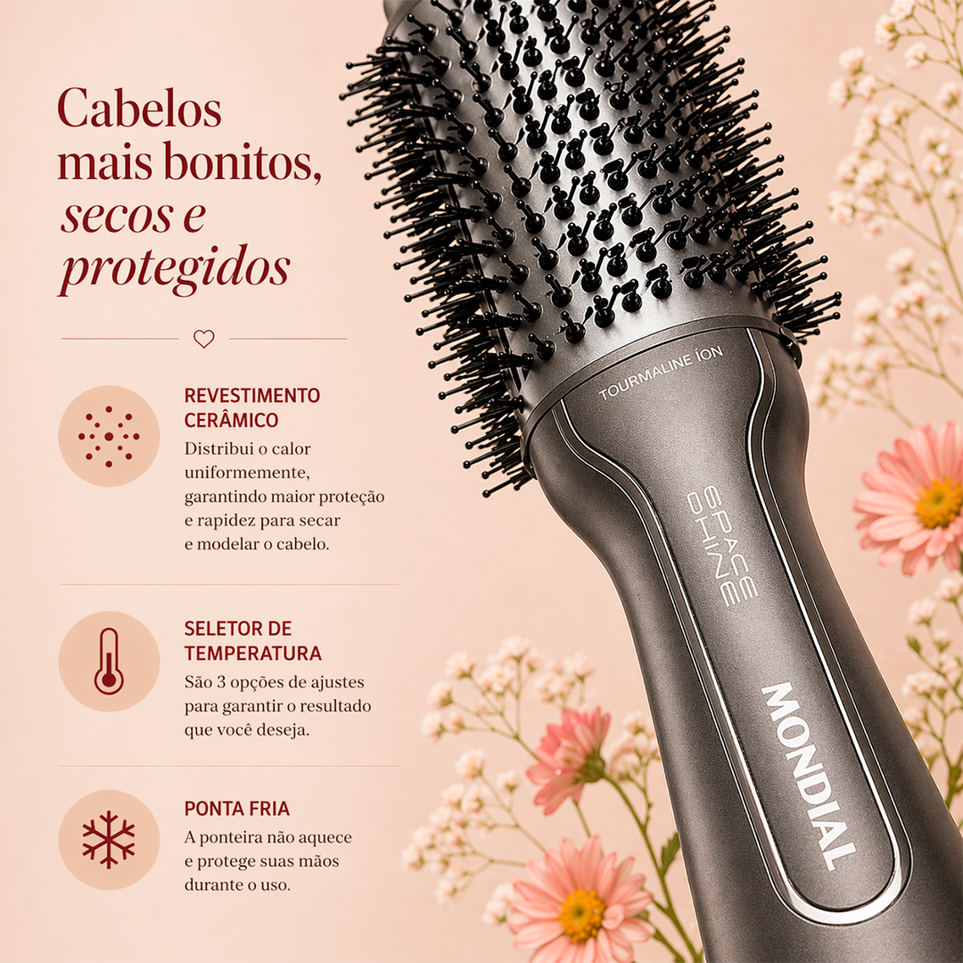 Kit Escova Secadora 1300W e Modelador De Cachos 15W