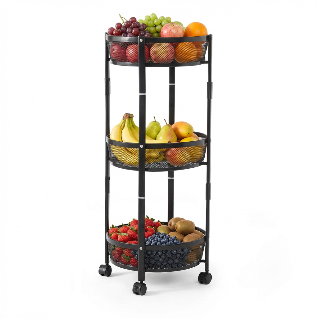 Carrinho Organizador 3 Andares Giratório Dobrável Multi-uso