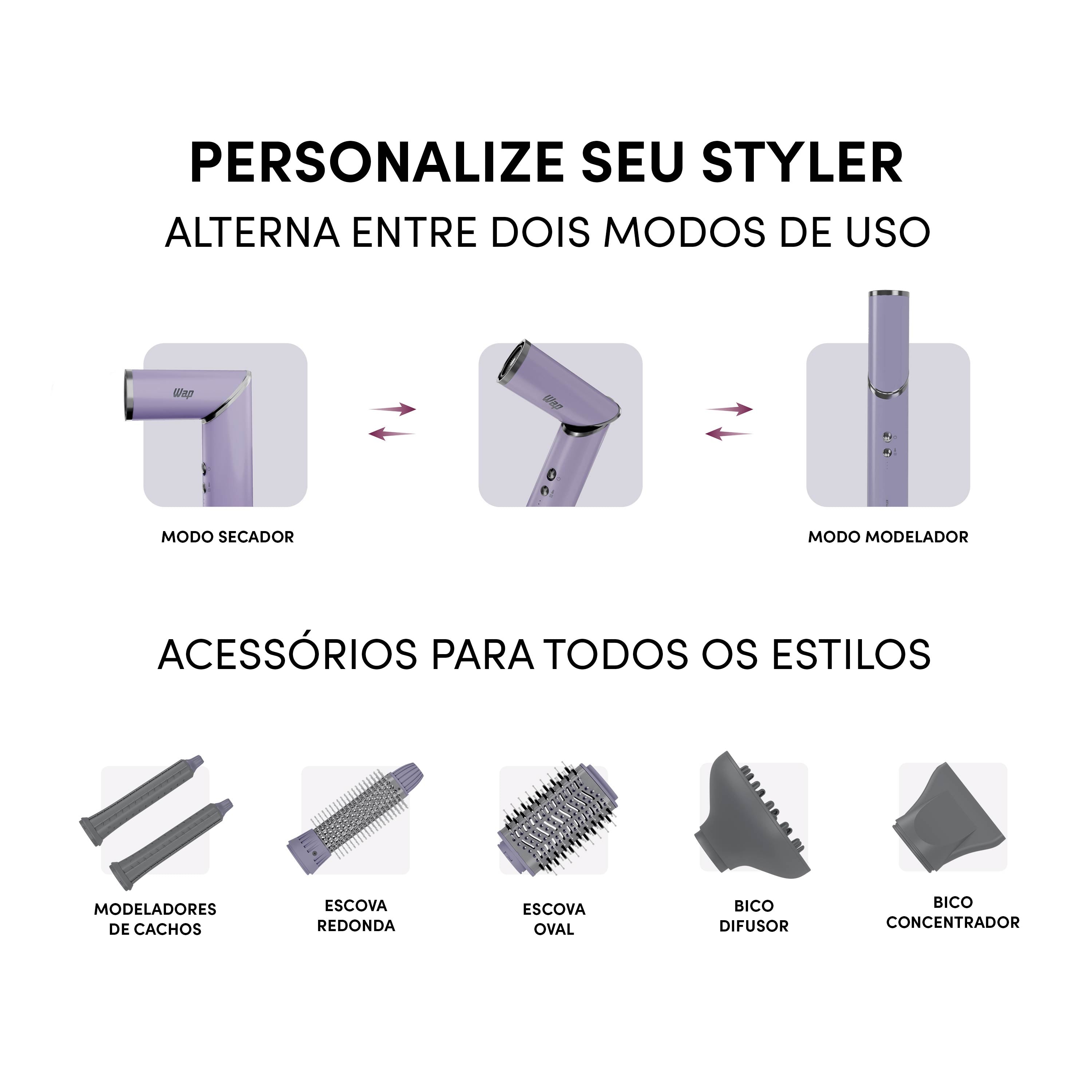Secador e Modelador WAP INTENSE STYLER WS1600 Motor Digital