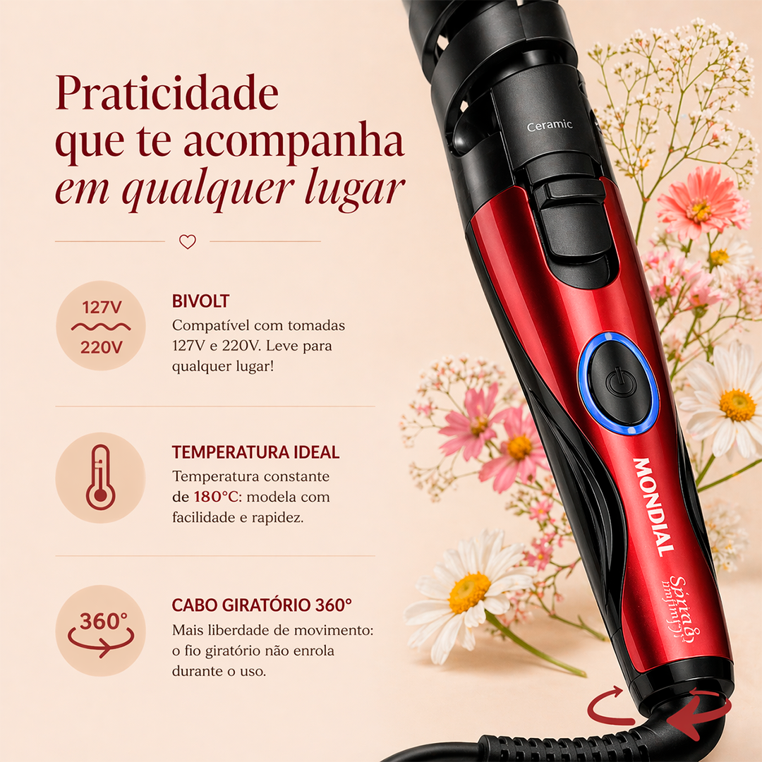 Kit Escova Secadora 1300W e Modelador De Cachos 15W