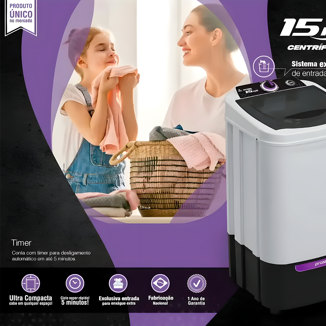 Centrifuga De Roupas Praxis 15kg Alta Capacidade Secagem
