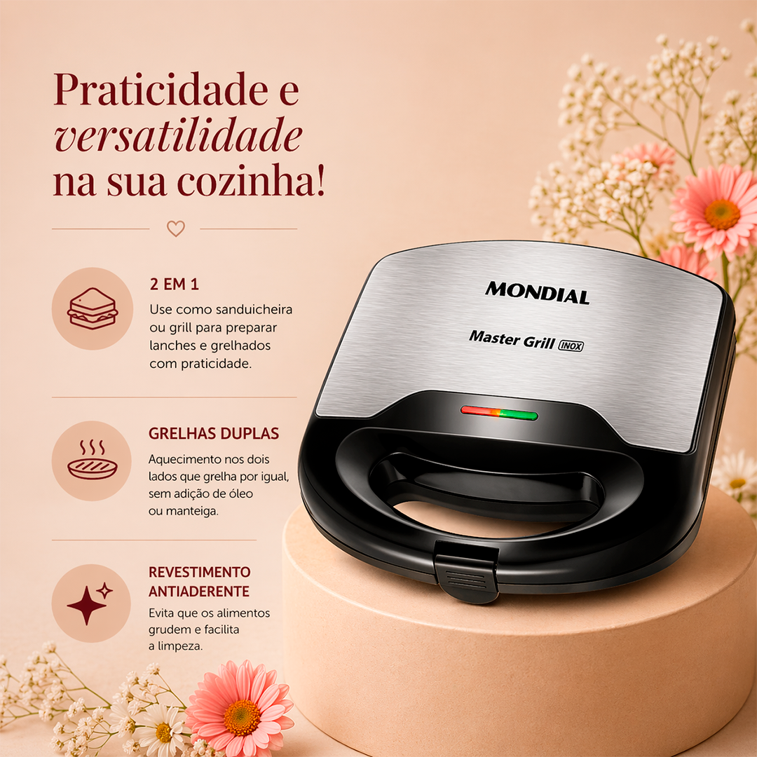 Kit Mondial Liquidificador 2,2l e Sanduicheira Grill 750W