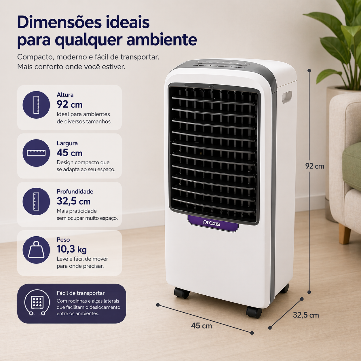 Climatizador Praxis CP20-QF 20l Quente Frio Purificador 120W