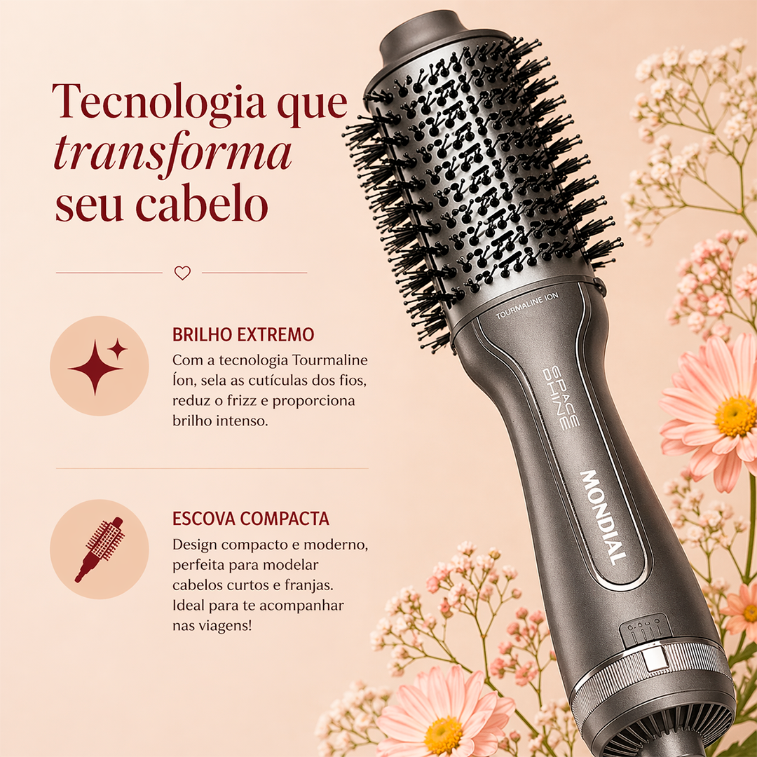 Kit Escova Secadora 1300W e Modelador De Cachos 15W