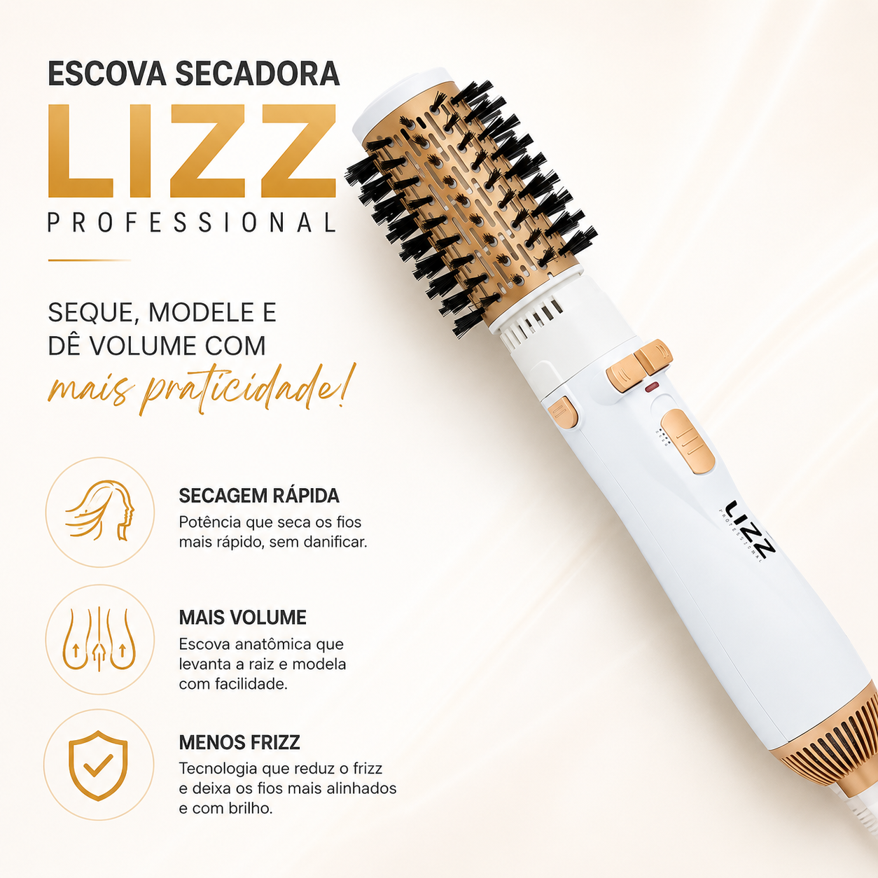 Escova Rotativa Lizz GOLD BRUSH TT1000A/TT1000B 1300W