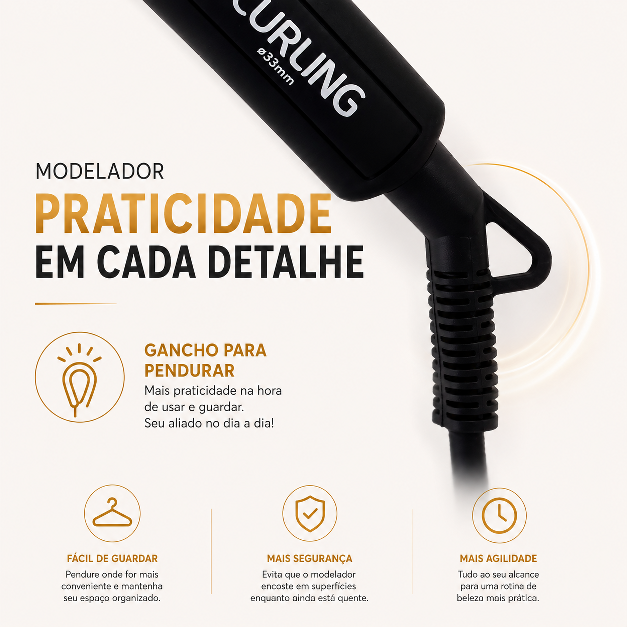 Modelador de Cachos Lizz CURLING 33mm 200°C 35W Bivolt