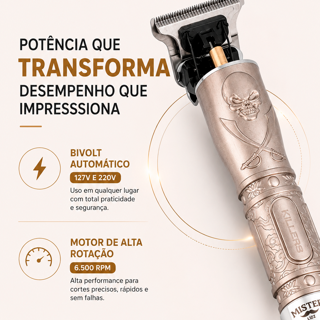 Maquina de Acabamento Lizz MISTER KILLERS 6500RPM Sem Fio 5W