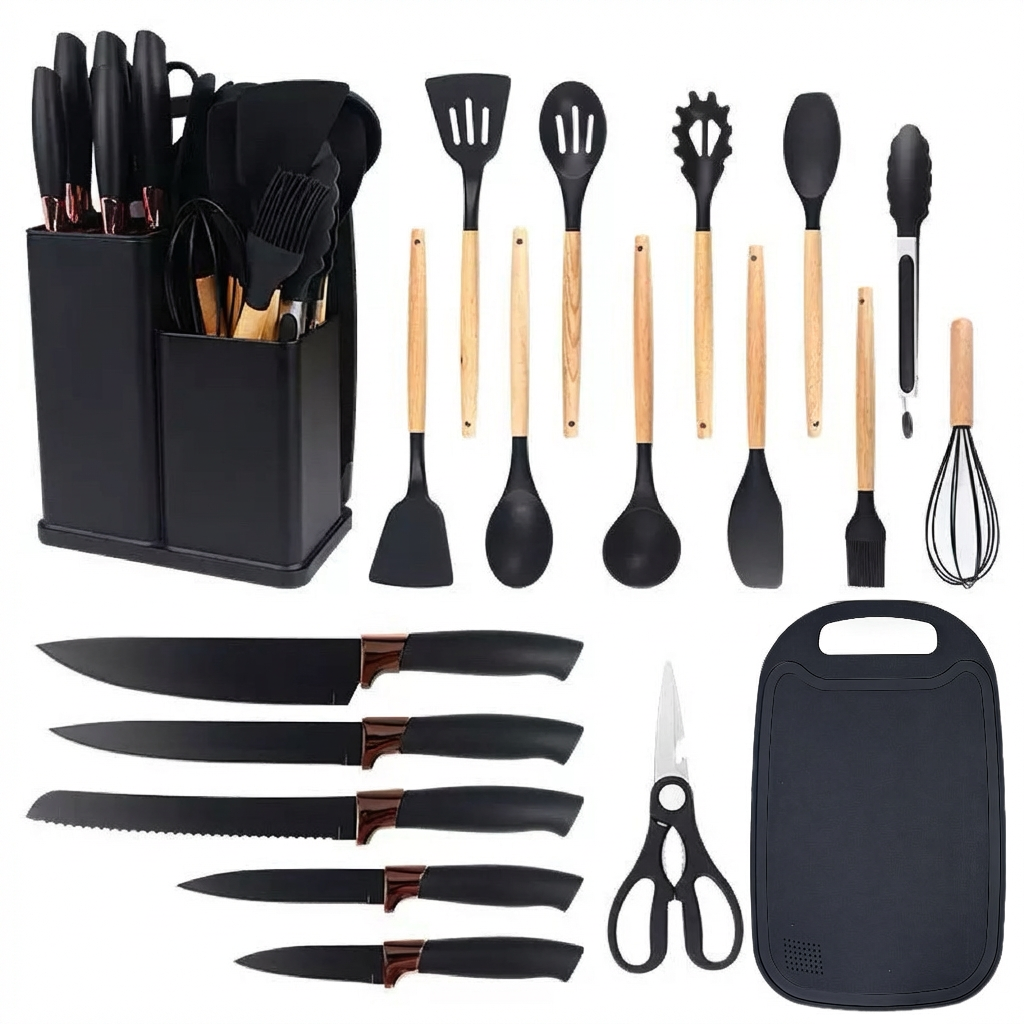 Conjunto Utensílios Cozinha 19 Peças Silicone Anti-aderente