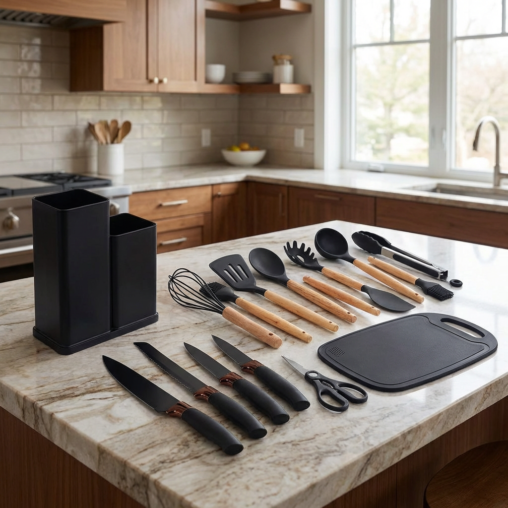 Conjunto Utensílios Cozinha 19 Peças Silicone Anti-aderente