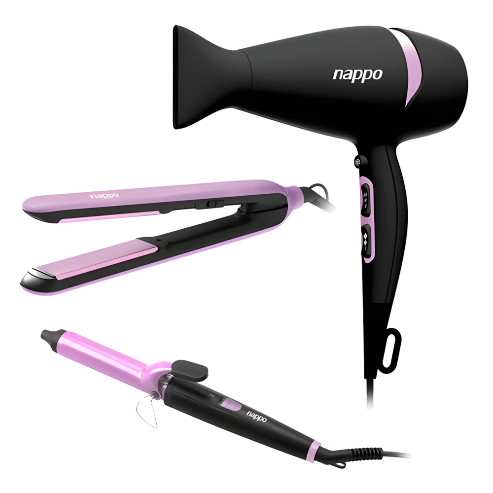 Kit Nappo 3 em 1 Secador Chapinha Modelador de Cachos 1500W