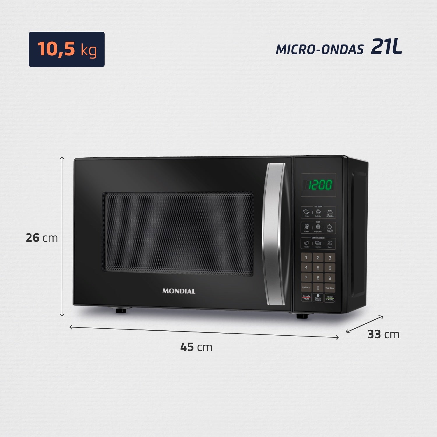 Micro-ondas Mondial Mo-01-21-b 21 Litros