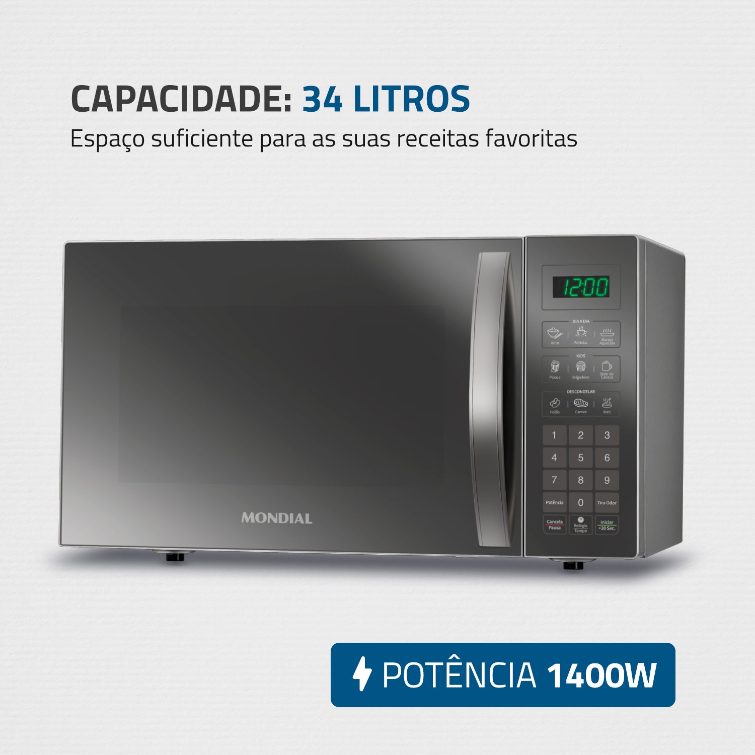 Micro-ondas Mondial MO 02 34 E 1400W 34 Litros 127v 60Hz