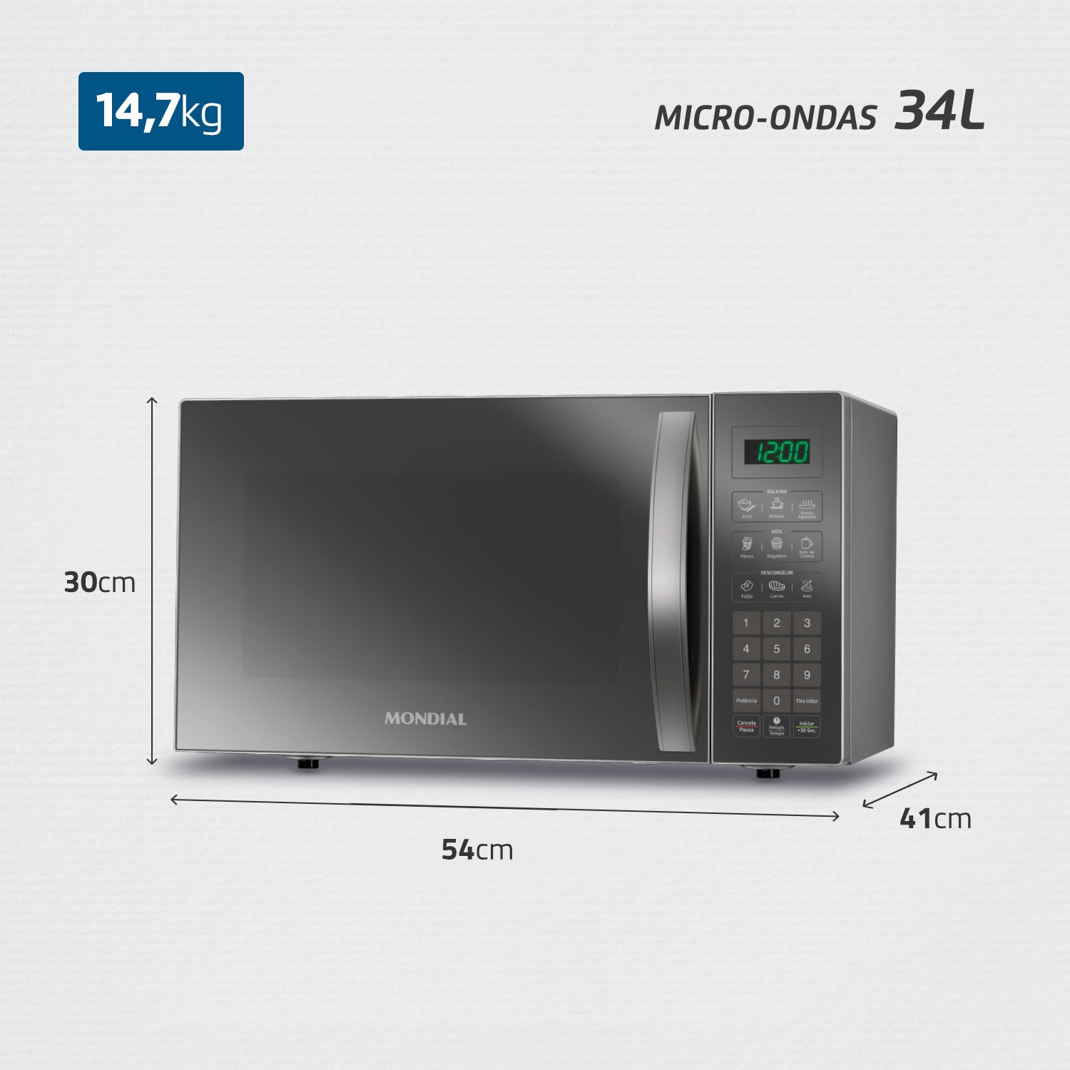 Micro-ondas Mondial MO 02 34 E 1400W 34 Litros 127v 60Hz