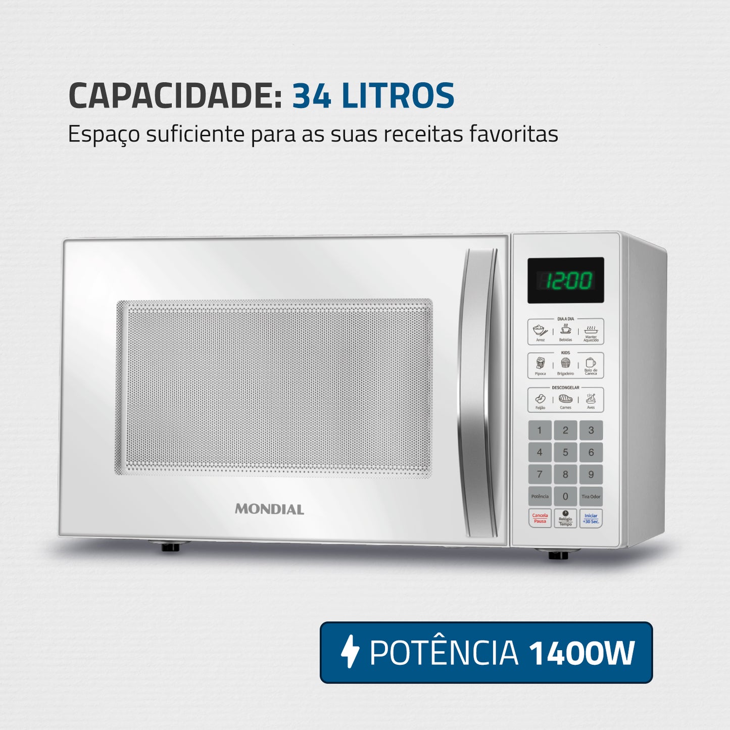 Micro-ondas Mondial Mo-02-34-w Branco 34 Litros 1400W