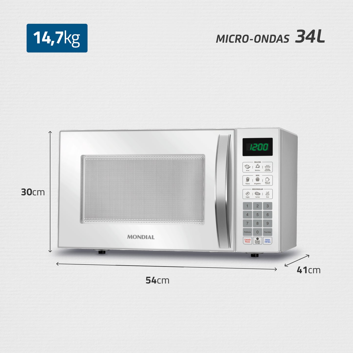 Micro-ondas Mondial Mo-02-34-w Branco 34 Litros 1400W