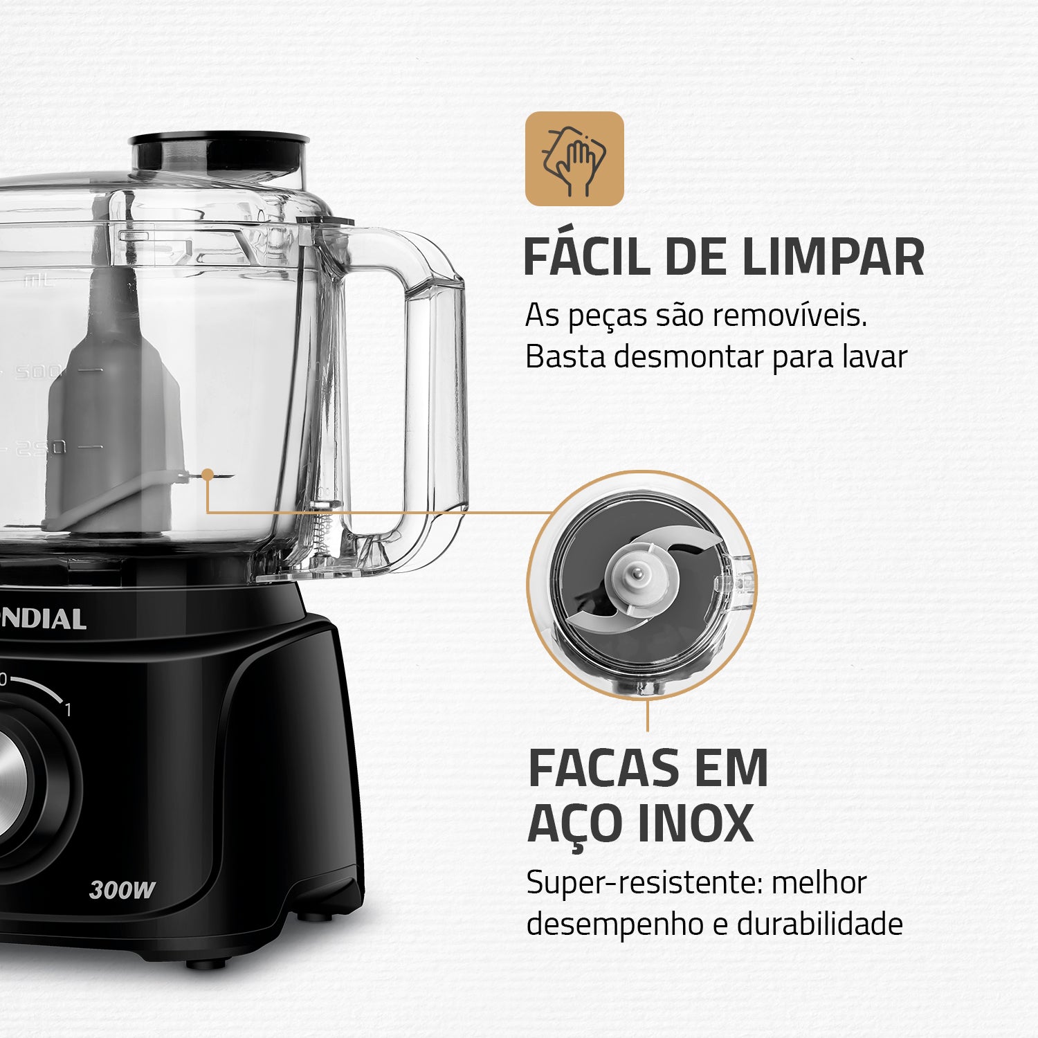 Miniprocessador De Alimentos Turbo Pratic Mondial Mp-16 300w