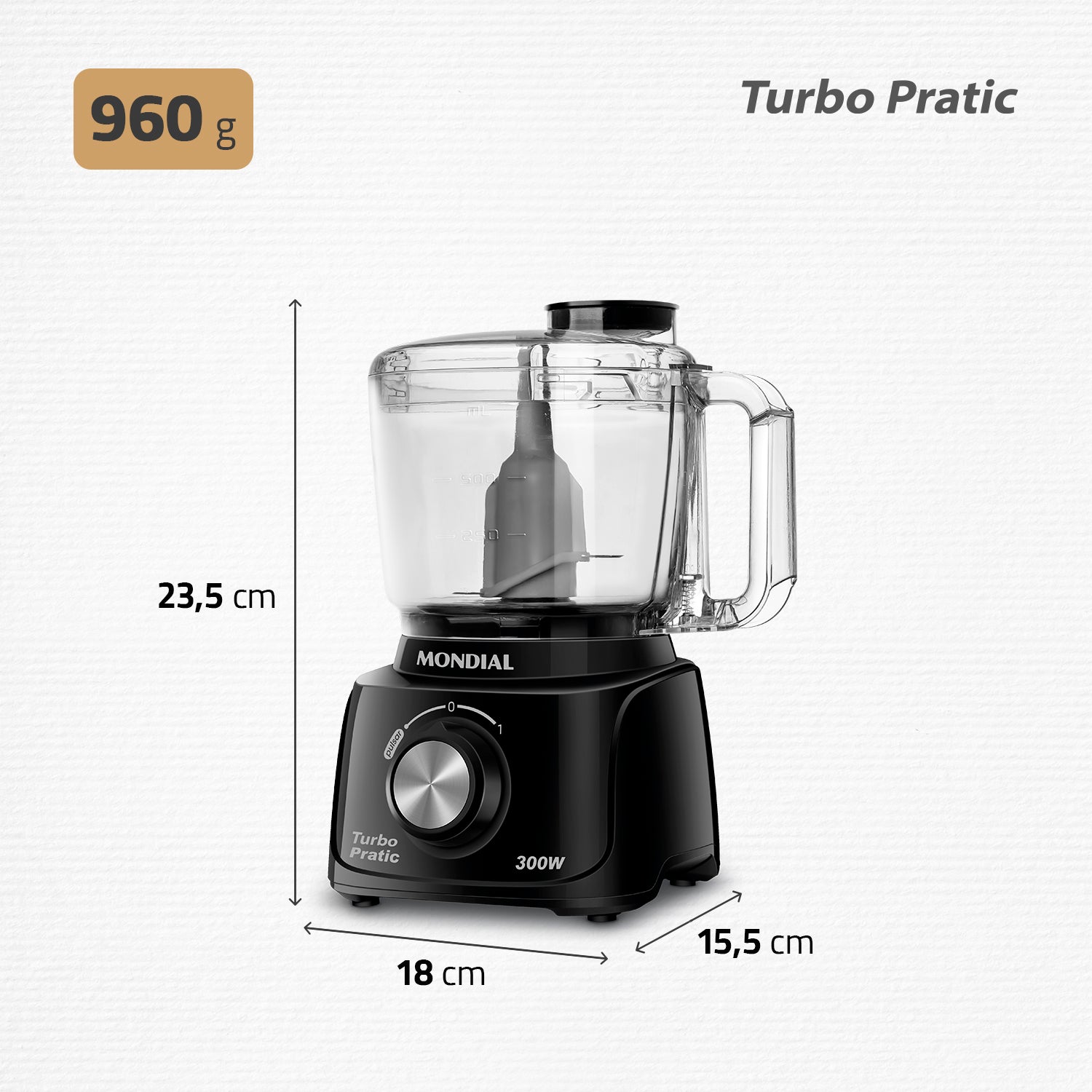 Miniprocessador De Alimentos Turbo Pratic Mondial Mp-16 300w