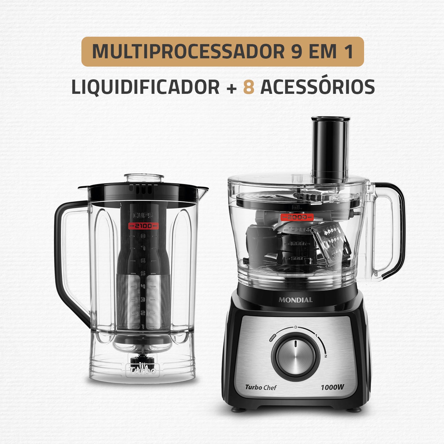 Multiprocessador 9 em 1 Mondial Mpn-01 Turbochef Potência 1000w 110v