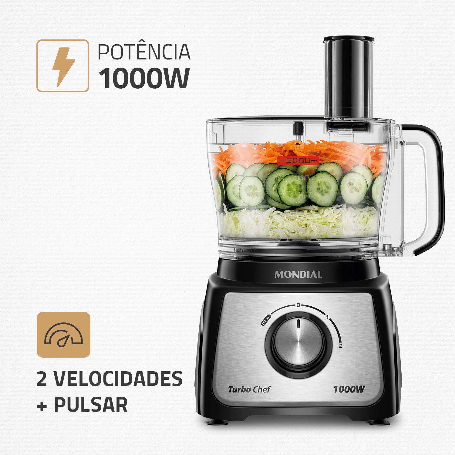 Multiprocessador 9 em 1 Mondial Mpn-01 Turbochef Potência 1000w 110v