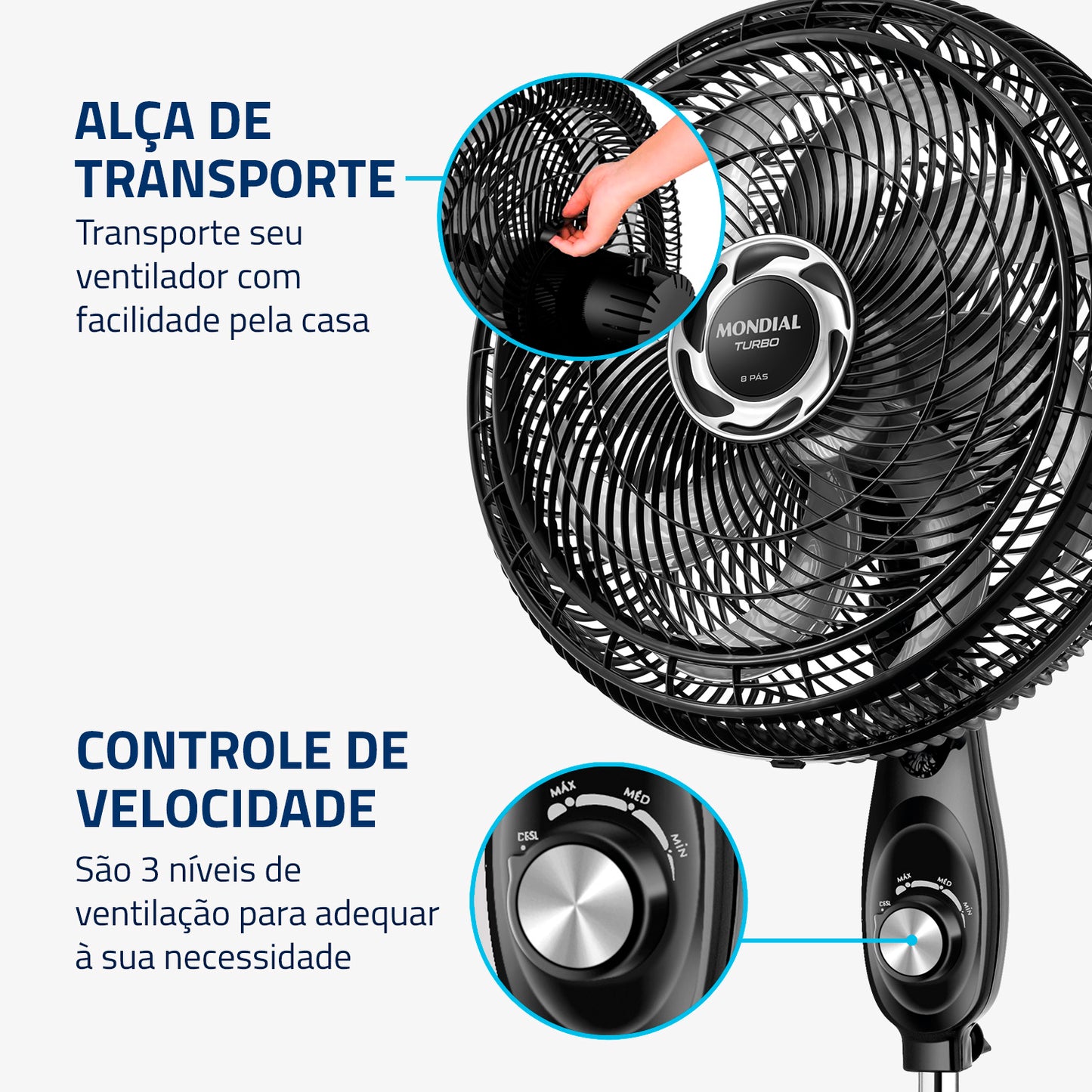 Ventilador De Coluna Mondial Nvt-40c-8p Bravo Turbo Force 220v