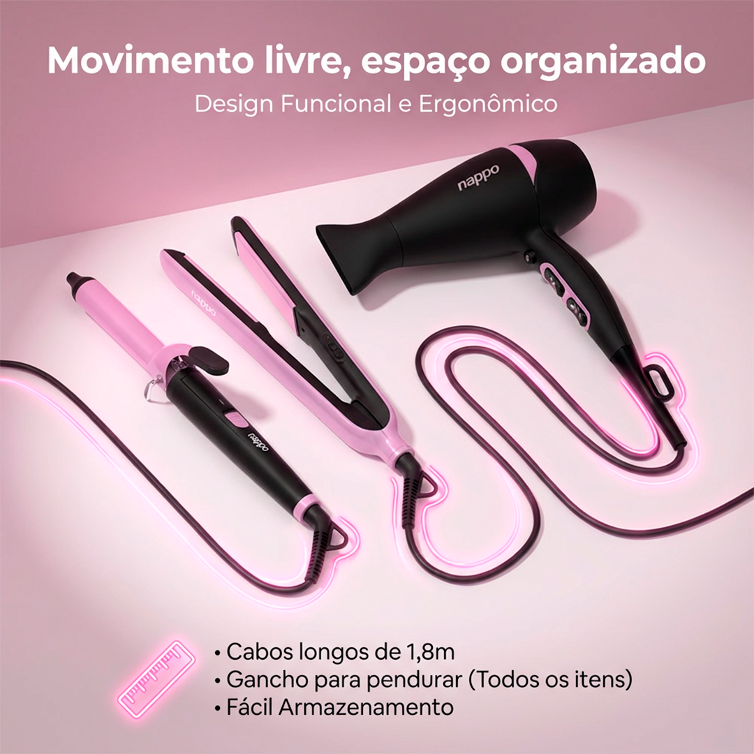 Secador Babyliss E Prancha Alisadora Nappo 3 Em 1 60hz 1500w