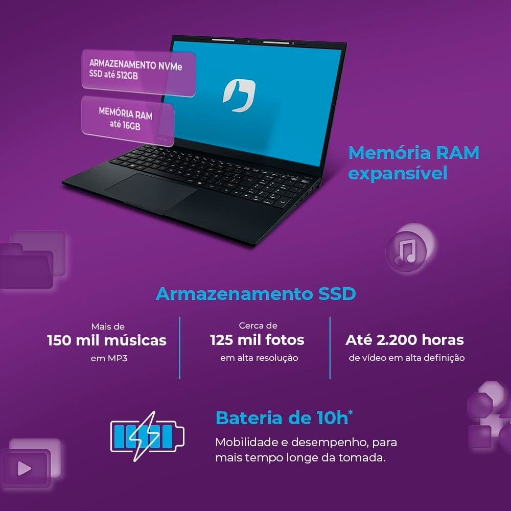 Notebook Positivo Vision I38512C15 Core 3 8GB Ram 512GB 15,6