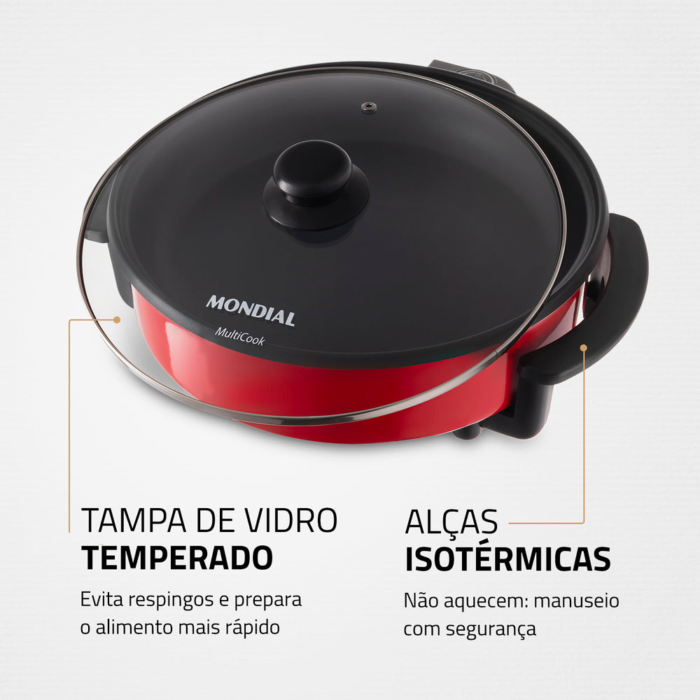 Panela Elétrica Grill Pe-28 Mondial 1200w 3 Litros Multicook