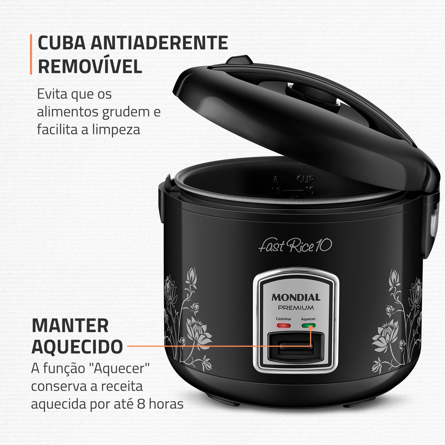 Panela Elétrica De Arroz Pe-44-10x Mondial 700w 10 Xícaras