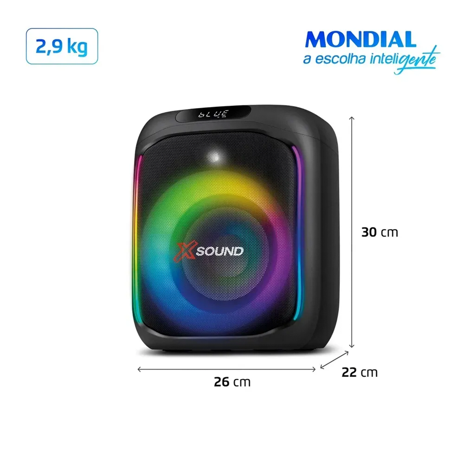 Caixa de Som Box Mondial Party PBX-350 com LED Digital 350W
